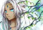  blue_eyes grey_hair jewelry long_hair 