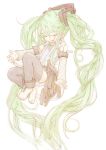  barefoot closed_eyes feral_lemma green_hair hatsune_miku hatsune_miku_(append) highres miku_append psycho twintails vocaloid vocaloid_append 