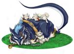  being7 chain collar crossover dog koromaru lowres no_humans persona persona_3 pipe repede sleeping tales_of_(series) tales_of_vesperia white_background 