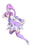  1girl arazinz boots choker cure_sword dokidoki!_precure earrings hair_ornament half_updo heart jewelry kenzaki_makoto open_mouth ponytail precure purple purple_hair purple_legwear serious short_hair simple_background skirt solo thigh-highs thigh_boots violet_eyes white_background 