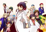  bad_id bandages blue_hair brown_hair chou_shittou_caduceus cr-s01 everyone gabriel_cunningham green_hair hank_freebird japanese_clothes jewelry kida_yu kimono labcoat maria_torres mira_kimishima navel_(character) necklace red_hair tachibana_tomoe tomoe_tachibana trauma_team turtleneck 