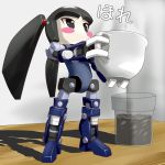  coffee cup harisenbon hina_(robot) robot solo table twintails 