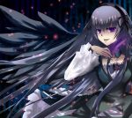  breasts chirosuke choker dress feathers flower frills hairband highres large_breasts long_hair purple_eyes ribbon rose rozen_maiden silver_hair solo suigintou violet_eyes wings 