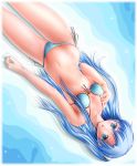  blue_eyes blue_hair highres honey_coming honeycoming_royalsweet long_hair miharin ogata_minatsu polka_dot polka_dot_swimsuit side_ponytail solo swimsuit 