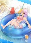   animal_ears bikini rabbit_ears mutsu reisen_udongein_inaba striped swimsuit touhou wading_pool water_gun  