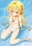  bikini blonde_hair long_hair original red_eyes shuuichi_(gothics) sitting solo submerged swimsuit wariza water 