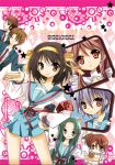  asahina_mikuru asakura_ryouko brown_eyes brown_hair cat eno hair_ribbon hairband kyon kyon_no_imouto nagato_yuki ribbon school_uniform shamisen_(suzumiya_haruhi) short_hair suzumiya_haruhi suzumiya_haruhi_no_yuuutsu tsuruya 