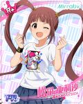 blush brown_hair character_name dress idolmaster_million_live!_theater_days long_hair matsuda_arisa official_art red_eyes smile twintails wink