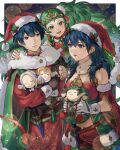 1boy 2girls abinosu0903 bare_shoulders blue_hair blunt_bangs brown_gloves brown_pantyhose byleth_(female)_(fire_emblem) byleth_(female)_(frosty_professor)_(fire_emblem) byleth_(fire_emblem) byleth_(male)_(fire_emblem) byleth_(male)_(frosty_professor)_(fire_emblem) character_doll christmas claude_von_riegan closed_mouth commentary detached_collar detached_sleeves dimitri_alexandre_blaiddyd doll edelgard_von_hresvelg fire_emblem fire_emblem:_three_houses fire_emblem_heroes floating_hair fur-trimmed_gloves fur-trimmed_headwear fur-trimmed_sleeves fur_trim gloves green_eyes green_hair hair_between_eyes hair_ornament hand_on_another&#039;s_shoulder hat highres holding holding_doll long_hair long_sleeves looking_at_another multiple_girls official_alternate_costume open_mouth pantyhose pointy_ears red_headwear sack santa_costume santa_hat short_hair smile sothis_(fire_emblem) sothis_(winter)_(fire_emblem) symbol-only_commentary twintails very_long_hair violet_eyes white_gloves
