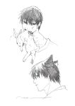  1boy animal_ears black_sclera blood cat_ears colored_sclera fushiguro_touji jujutsu_kaisen looking_at_viewer male_focus mouth_hold natsu_(rodysanp) portrait rabbit short_hair sketch solo 