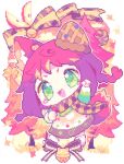 1girl animal_ear_fluff animal_ears apple apple_slice autumn autumn_leaves bell blush_stickers border bow braid brown_bow brown_dress brown_scarf chibi clenched_hands clouds commentary dress ear_covers fang fist_pump food food-themed_tattoo fox_ears fox_girl fox_tail fruit fur_trim green_eyes green_shirt green_sleeves long_hair long_sleeves looking_at_viewer low_twin_braids open_mouth orange_sky original outdoors pixel_art plaid plaid_bow plaid_scarf redhead scarf shirt short_dress single_ear_cover sky sleeveless sleeveless_dress smile socks solo symbol-only_commentary tail tree twin_braids uki_(ukierr) v-shaped_eyebrows white_border white_socks 