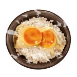  bowl egg_(food) egg_yolk food food_focus kaneko_ryou no_humans original raw_egg rice simple_background still_life tamagokake_gohan white_background 