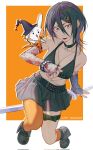  bandages bleach bleach:_sennen_kessen-hen blood bra breasts choker commentary cross halloween hat highres ihsekodwww kuchiki_rukia looking_at_viewer navel rabbit single_thighhigh skirt sode_no_shirayuki_(shikai) symbol-only_commentary thigh-highs underwear violet_eyes 