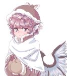  1girl blush grey_eyes mystia_lorelei open_mouth pink_hair s-a-murai short_hair simple_background solo touhou white_background 