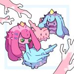  :d alternate_color blush bright_pupils colored_sclera commentary_request coral corsola dian_(nanooo_i) green_eyes mareanie nibbling no_humans open_mouth pokemon pokemon_(creature) shiny_and_normal shiny_pokemon smile white_pupils yellow_sclera 