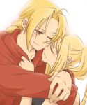  1girl blonde_hair bloom couple edward_elric fullmetal_alchemist happy hug neko_yuuko smile winry_rockbell 