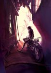  alley hands_in_pockets male motor_vehicle motorcycle original samu sitting solo stairs vehicle 