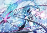  aqua_hair detached_sleeves digital_dissolve dissolving_clothes hatsune_miku hatsune_miku_(append) highres long_hair miku_append nisson thigh-highs thighhighs twintails very_long_hair vocaloid vocaloid_append zettai_ryouiki 