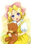  blue_eyes dress fuurin_kingyou iris_chateaubriand sakura_taisen short_hair solo stuffed_animal stuffed_toy teddy_bear 