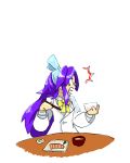  asakura_rikako chopsticks food hair_bow purple_hair solo suit surprise sushi table touhou touhou_(pc-98) 