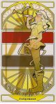  anubis art_nouveau axis_powers_hetalia bandages brown_eyes card_(medium) egypt_(hetalia) flag instrument keffiyeh male parody profile receipt scan shadow solo standing tarot text trumpet 