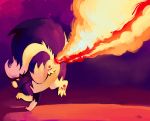  fire looking_back no_humans pokemon pokemon_(creature) purplekecleon skuntank truth 