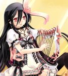  blaze_union earrings eater hair_ornament harp instrument jewelry kakerayuri red_eyes solo thigh-highs thighhighs 