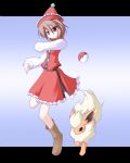  1girl crossover flareon hat lyrica_prismriver miyo_(miyomiyo01) pokemon pokemon_(creature) short_hair touhou 