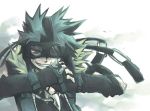  blue_hair fur-trimmed goggles grin lowres lucario necklace personification pokemon red_eyes solo spiked_knuckles spikes spiky_hair 