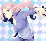  ayase_(hyoukyou) blue_eyes empty_eyes foreshortening hands long_hair nino_(arakawa) outstretched_arm outstretched_hand perspective pink_hair reaching shorts solo track_jacket venus_to_jesus 