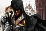 alternate_costume armor_of_altair assassin&#039;s_creed_ii assassin's_creed_ii beard cape enrica ezio_auditore_da_firenze facial_hair gloves hood jewelry male mask necklace smile solo 