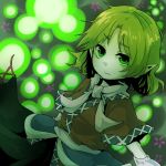  danmaku dress glowing green green_eyes green_hair mizuhashi_parsee pale_skin parmesan_(168n) pointy_ears scarf short_hair solo touhou 