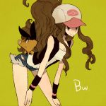  brown_eyes brown_hair curly_hair cutoffs denim denim_shorts hat hot_pants l_hakase pokemon pokemon_(game) pokemon_black_and_white pokemon_bw ponytail short_shorts shorts smile tank_top tepig touko_(pokemon) vest 