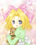  blonde_hair blue_eyes dress iris_chateaubriand sakura_taisen short_hair solo stuffed_animal stuffed_toy teddy_bear 