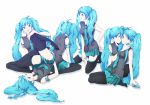  6+girls aqua_eyes aqua_hair bad_id bad_pixiv_id blue_eyes clone hatsune_miku long_hair moha multiple_girls necktie skirt smile thigh-highs thighhighs twintails very_long_hair vocaloid 