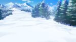  blue_sky clouds day film_grain game_cg izumi_tsubasu mountain no_humans non-web_source official_art outdoors pine_tree re:stage! scenery sky snow tree 