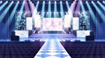 catwalk_(modeling) film_grain game_cg indoors izumi_tsubasu no_humans non-web_source official_art rafters re:stage! scenery screen speaker stage stage_lights stairs theater theater_seating