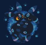  alternate_color animal_focus artist_name black_fur blue_background closed_eyes commentary crescent_moon facial_mark forehead_mark highres merino_(merino_9999) moon no_humans pokemon pokemon_(creature) shiny_pokemon simple_background star_(symbol) symbol-only_commentary tail twitter_username umbreon yellow_eyes 