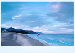  absurdres beach border building clouds commentary_request day highres horizon no_humans ocean original orval outdoors scenery sky white_border 