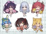  6+girls :o ahoge alternate_costume animal_ears black_hair blonde_hair blue_eyes blue_hair bow braid cheerleader chibi crown_braid date_a_live fake_animal_ears hair_bow hair_horns heterochromia highres hoshimiya_mukuro itsuka_kotori long_hair multiple_girls one_eye_closed open_mouth pom_pom_(cheerleading) purple_hair rabbit_ears red_eyes redhead sample_watermark single_braid smile tobiichi_origami tokisaki_kurumi tsurugi_hikaru twin_braids twintails violet_eyes watermark white_hair yatogami_tooka yellow_eyes yoshino_(date_a_live) yoshinon 