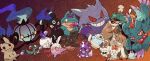  2023 alternate_color animal_focus artist_name bird black_fur candle chandelure colored_sclera colored_skin commentary_request decidueye dedenne ditto dreepy facial_mark fangs fire floating flutter_mane forehead_mark gengar goomy gradient_background green_skin grin halloween happy_halloween highres litwick mimikyu no_humans one_eye_closed open_mouth orange_background owl pokemon pokemon_(creature) polteageist pumpkaboo purple_background purple_fire purple_skin red_eyes red_sclera shiny_pokemon slit_pupils smile solid_oval_eyes stitches tail tandemaus teeth tongue tongue_out twitter_username two-tone_background umbreon wavy_mouth yellow_eyes zozozoshion 