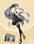  1girl absurdres black_dress black_thighhighs bracelet braid dress food french_braid full_body grey_eyes grey_hair highres holding holding_food hot_dog jewelry long_hair nanami:_pulse_(punishing:_gray_raven) nanami_(punishing:_gray_raven) open_mouth ponytail punishing:_gray_raven roller_skates sidelocks skates sleeveless sleeveless_dress solo stereo teeth thigh-highs trashpanda_11b upper_teeth_only very_long_hair 