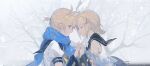  1boy 1girl absurdres ahoge bare_shoulders black_sailor_collar blonde_hair blue_eyes blue_scarf bow brother_and_sister closed_eyes detached_sleeves forehead-to-forehead ghost hair_bow hair_ornament hairclip heads_together highres holding_hands irple kagamine_len kagamine_rin neckerchief necktie number_tattoo open_mouth proof_of_life_(vocaloid) sailor_collar scarf semi-transparent shirt short_hair short_ponytail short_sleeves shoulder_tattoo siblings sleeveless sleeveless_shirt smile snow snowing soundless_voice_(vocaloid) spiky_hair swept_bangs tattoo transparent tree twins vocaloid white_bow winter yellow_neckerchief yellow_necktie 