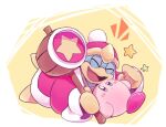 1boy 1other blue_skin blush closed_eyes furry furry_male hammer holding_hammer king_dedede kirby kirby_(series) open_mouth pink_skin pom_pom_(clothes) red_rope robe roku_(suzusuzu65972012) star yellow_gloves