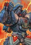  arm_cannon autobot beast_wars beast_wars:_transformers highres lightning looking_at_viewer mecha no_humans optimus_primal optimus_prime robot science_fiction shoulder_cannon standing transformers weapon yamanushi 