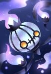  animal_focus artist_name chandelure commentary_request fire highres iwasi_29 no_humans pokemon pokemon_(creature) purple_background purple_fire solid_circle_eyes twitter_username yellow_eyes 