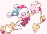 1boy 1other blush kirby kirby_(series) marx_(kirby) pink_background roku_(suzusuzu65972012) wink