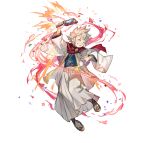  1boy closed_eyes dragonstone fire_emblem fire_emblem_heroes grin hagoita heart_attack japanese_clothes kana_(fire_emblem) kana_(male)_(fire_emblem) kana_(male)_(rising_dragon)_(fire_emblem) kimono official_alternate_costume official_art paddle scarf smile solo spiky_hair teeth v-shaped_eyebrows white_hair 