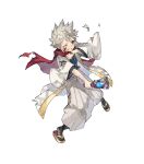  1boy closed_eyes dragonstone fire_emblem fire_emblem_fates fire_emblem_heroes grin hagoita heart_attack highres japanese_clothes kana_(fire_emblem) kana_(male)_(fire_emblem) kana_(male)_(rising_dragon)_(fire_emblem) kimono non-web_source official_alternate_costume official_art paddle scarf smile solo spiky_hair teeth v-shaped_eyebrows white_hair 