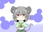  blush capelet chibi crossed_arms d-so dress frown grey_hair jewelry mouse_ears mouse_tail nazrin necklace pendant portrait red_eyes short_hair solo sweatdrop tail touhou 